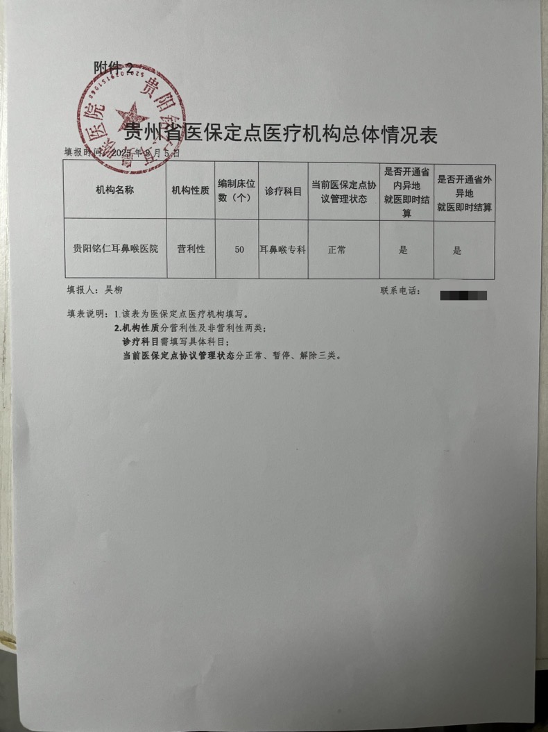  貴陽(yáng)銘仁耳鼻喉醫(yī)院醫(yī)保服務(wù)情況信息披露公告(圖1)